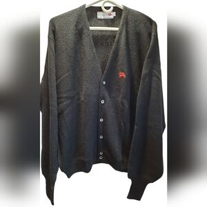 Pegasus Montgomery Ward Sweater Mens XL Black Cardigan Vintage Ecclectic Grandpa